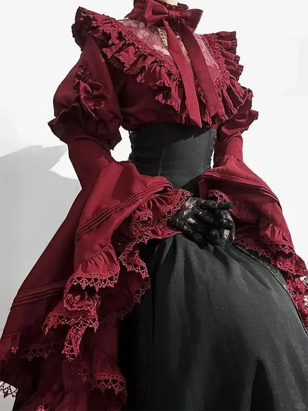 18th Century Costume Women French Victorian Baroque Rococo Princess Dark Rose Lolita Marie Antoinette Costume Christmas Dress