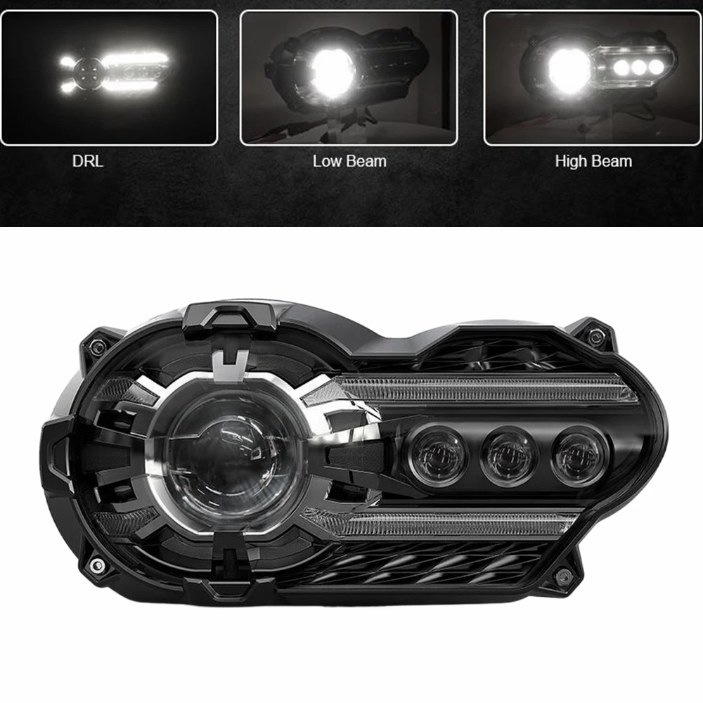 E24 E9 E-Mark Approved 65W Motorcycle LED Projector Headlight Assembly For BMW R1200GS Adventure LED DRL Fog Headlamp 2005-2013