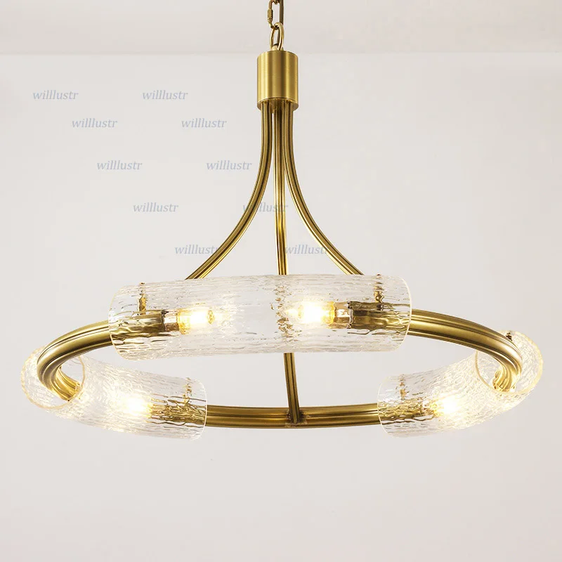 Luxury Copper Glass Pendant Lamp - Ceiling Chandelier Hanging Light for Hotel Cafe Dining Study Bedroom Suspension Design