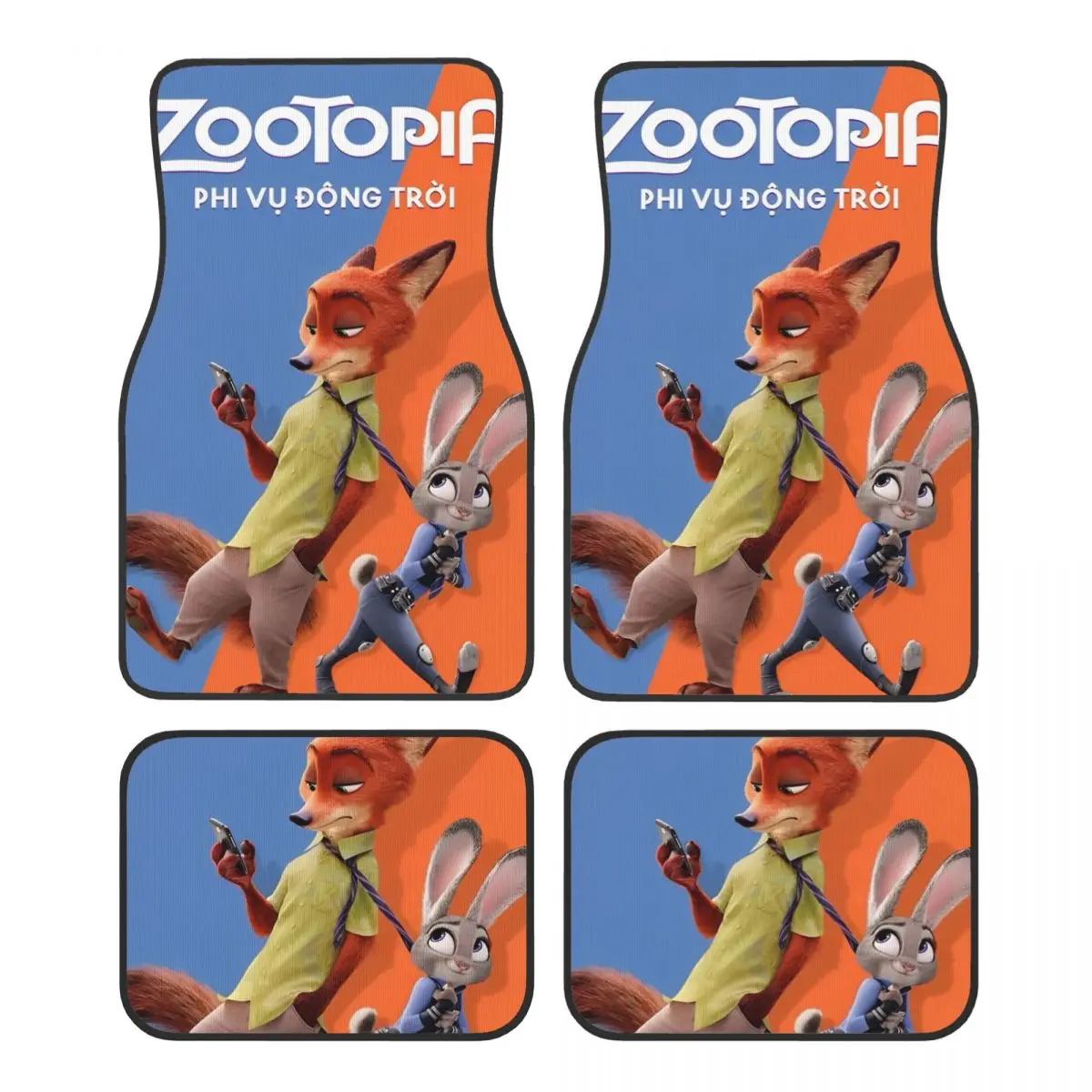 

Коврики Zootopias 2, Nick Wilde Judy для автомобилей, всепогодные противоскользящие коврики, полный комплект автомобильных аксессуаров