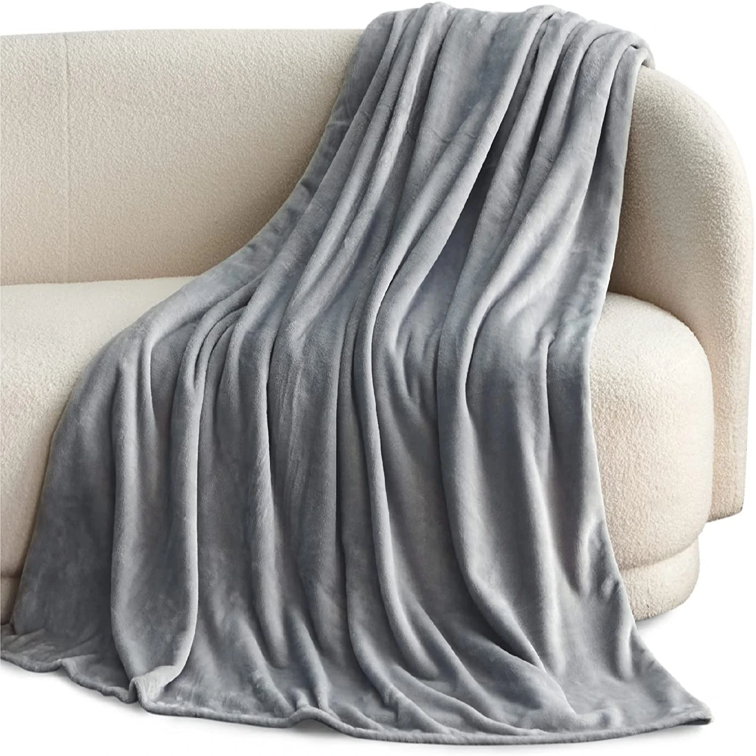 Bedding Fleece Blanket  Size 90x90 inch Luxury Bed Blanket Fuzzy Soft Blanket Microfiber - Silver Gray