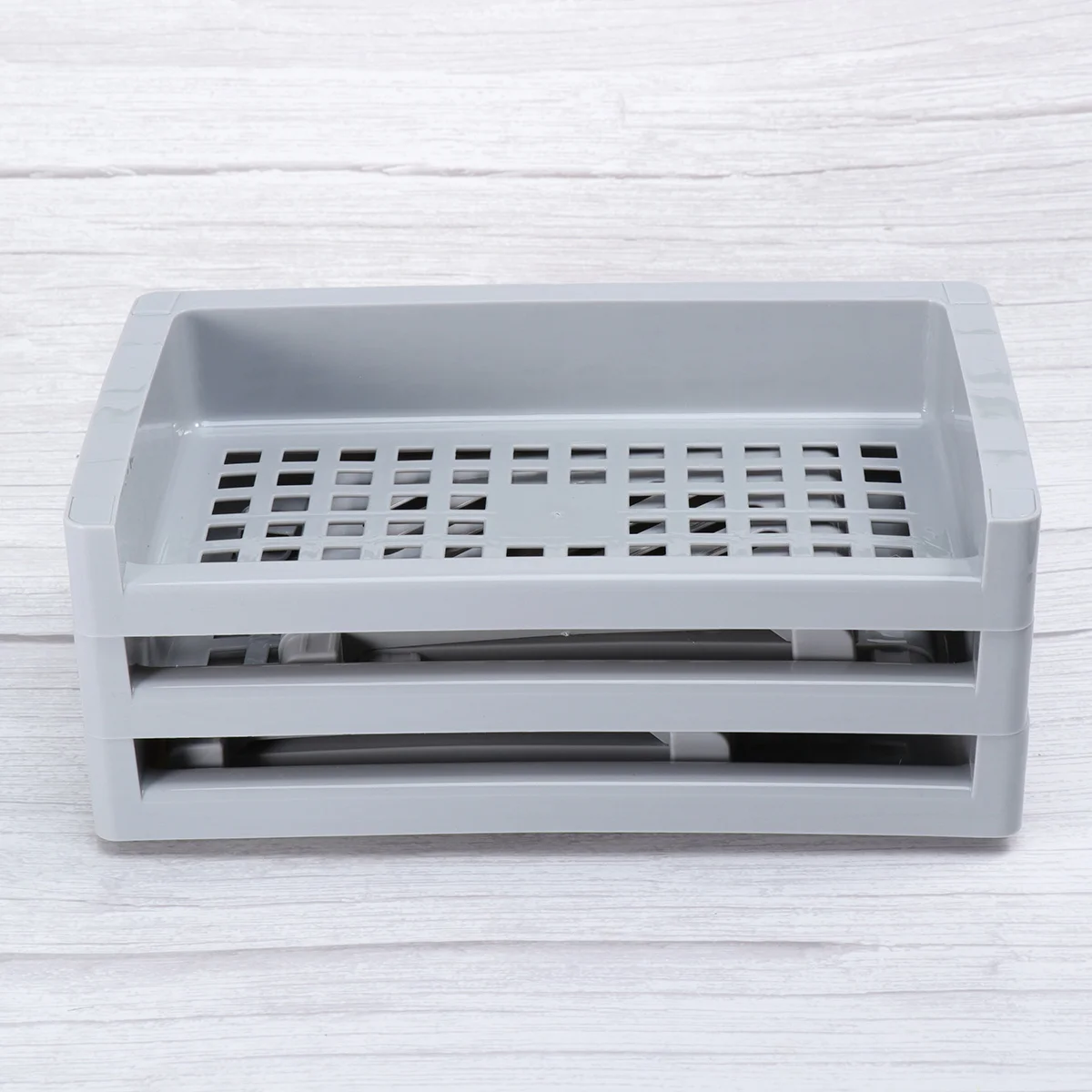 グレーの多層オーガナイザー、PP素材のデスクトップ収納ケース、メイクブラシ、アイライナー、マスカラ、ネイルポリッシュの整理に、デスクを整頓します