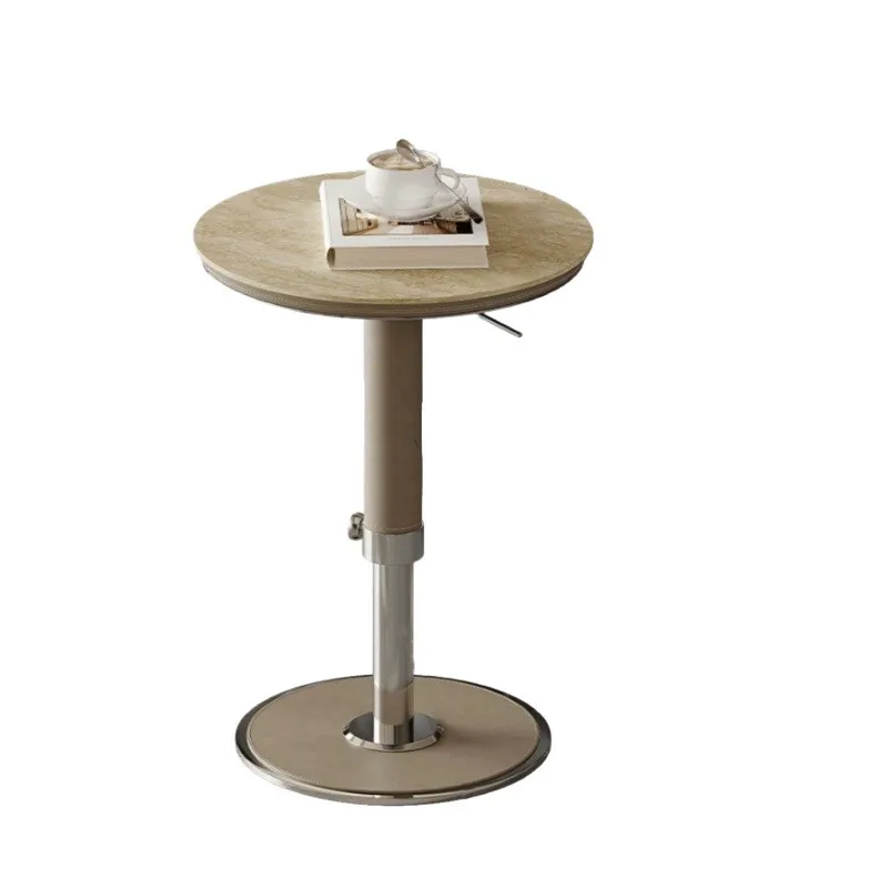 

Italian minimalist living room sofa lifting edge designer corner balcony rock slab negotiation small round table simple