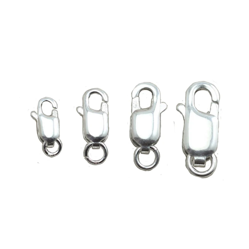 5pcs Standard 925 silver Clasps Bracelets Necklaces Hook Rectangle Argent Close Jump Ring Jewelry Fittings Craft Making Supplies