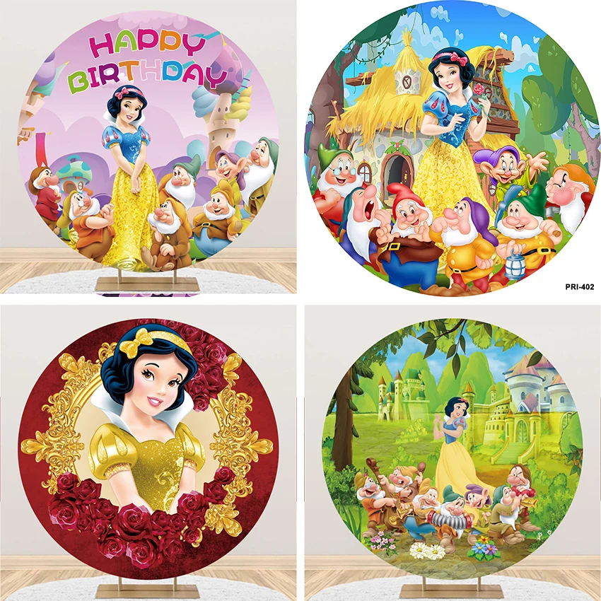 Disney Round Shape Snow White Princess Birthday Photozone Background Party Backdrops Wedding Decoration Children\'s Decorations