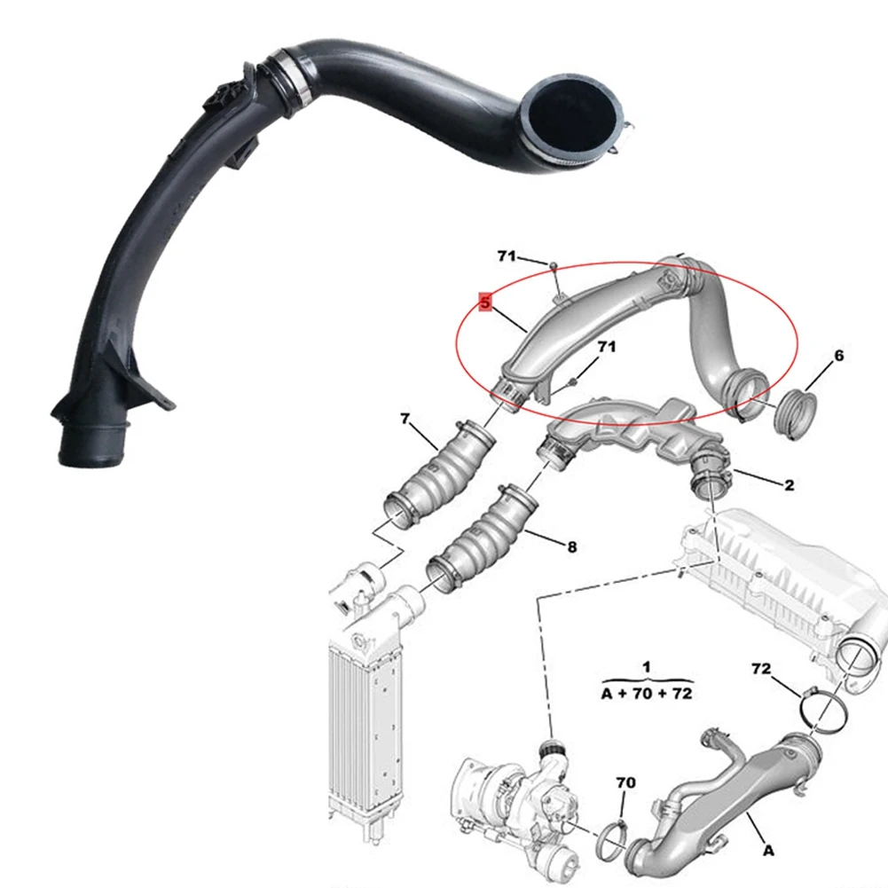 AU05 - ท่อไอดีกรองอากาศเทอร์โบชาร์จ 1440J0 9801830480 สำหรับ 3008 308 RCZ Citroen C4L C5 DS4 DS5 1.6T เครื่องยนต์ไอดี P