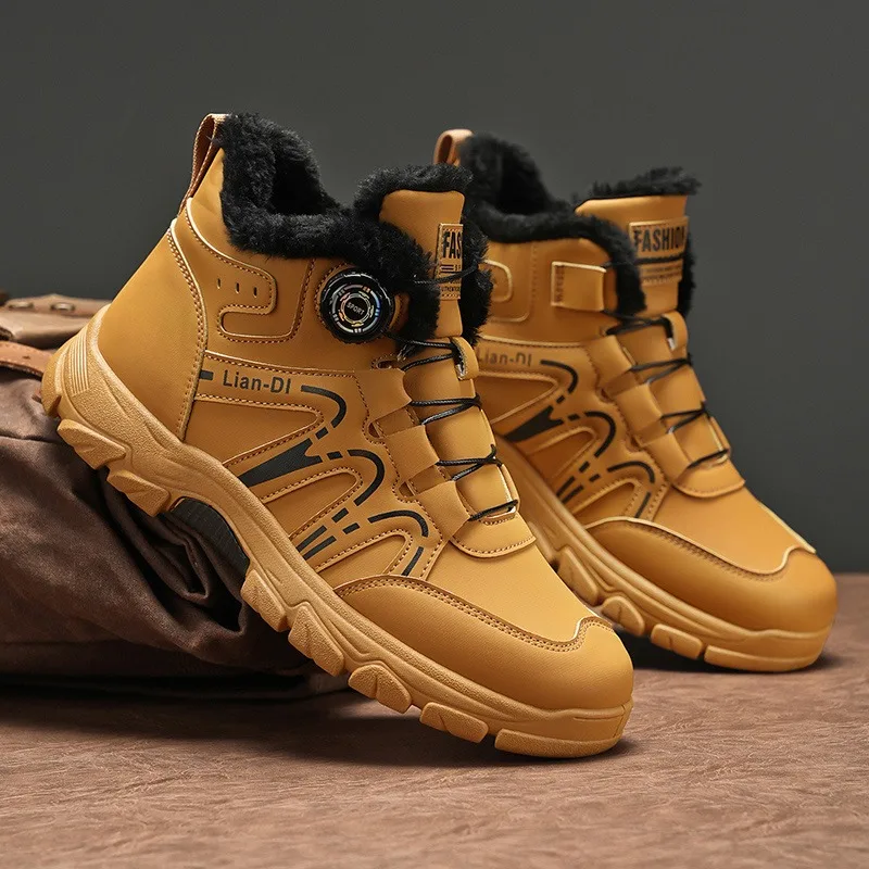 أحذية قطنية سميكة مخملية جديدة لشتاء 2025، أحذية دافئة متعددة الاستخدامات للرجال، أحذية رياضية غير رسمية على الطراز البريطاني