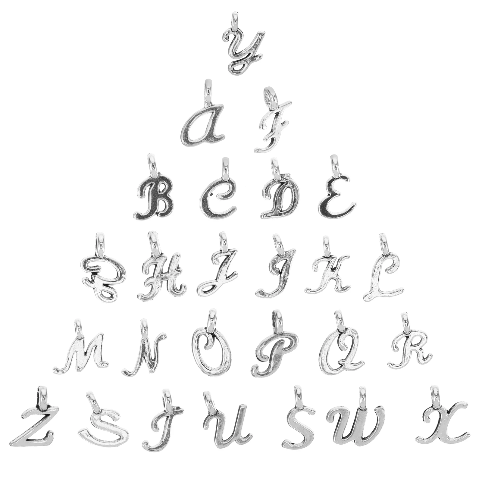 

26pcs English Letter Jewelry Charms Diy Necklace Bracelet Keychain Making Supplies Small Metal Pendant Charms For Diy Crafts