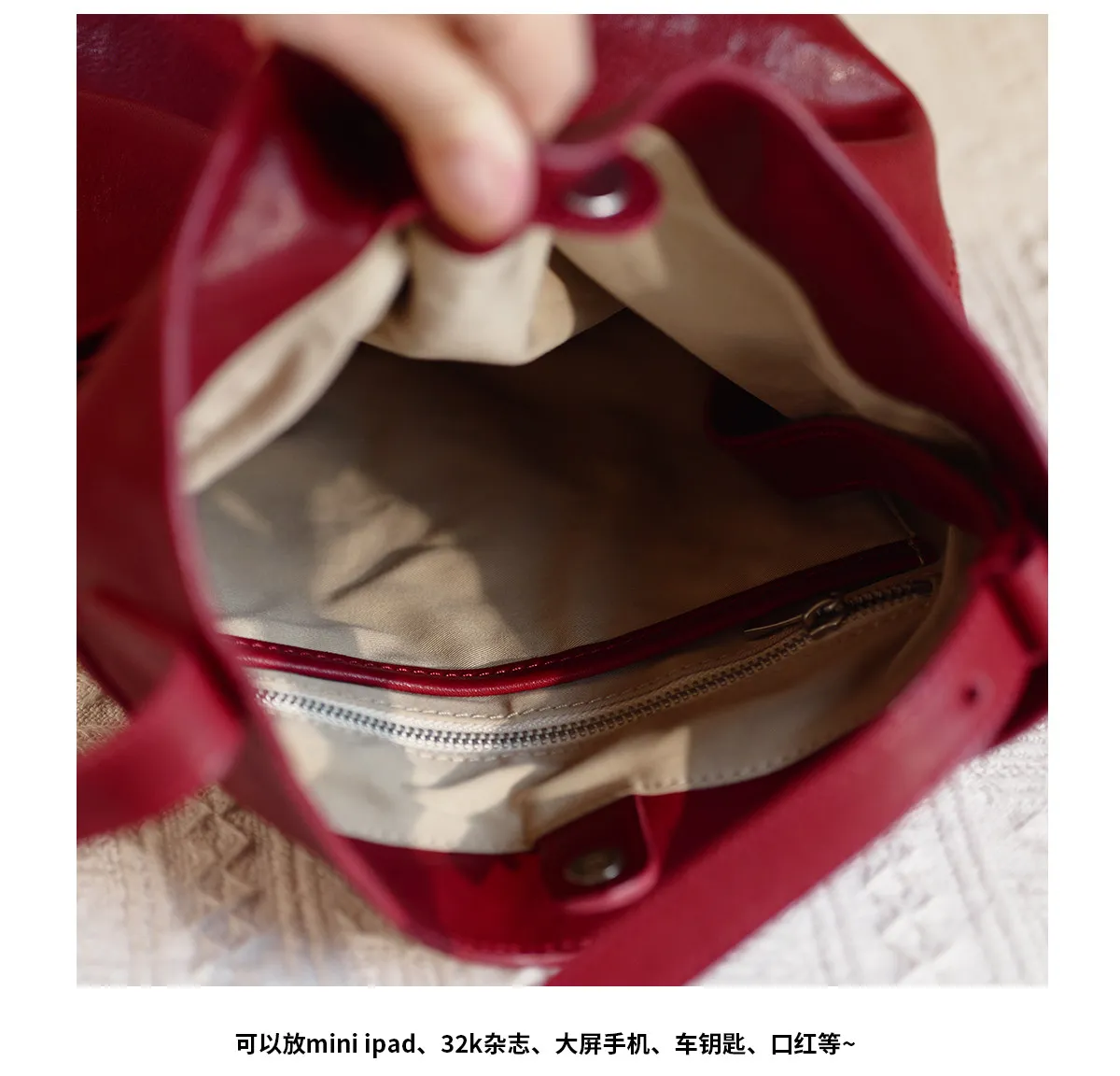 PNDME Vintage Designer Damen Schultertasche aus hochwertigem Rindsleder, lässige Luxus Echtleder Damen Bucket Bag – Detail 19