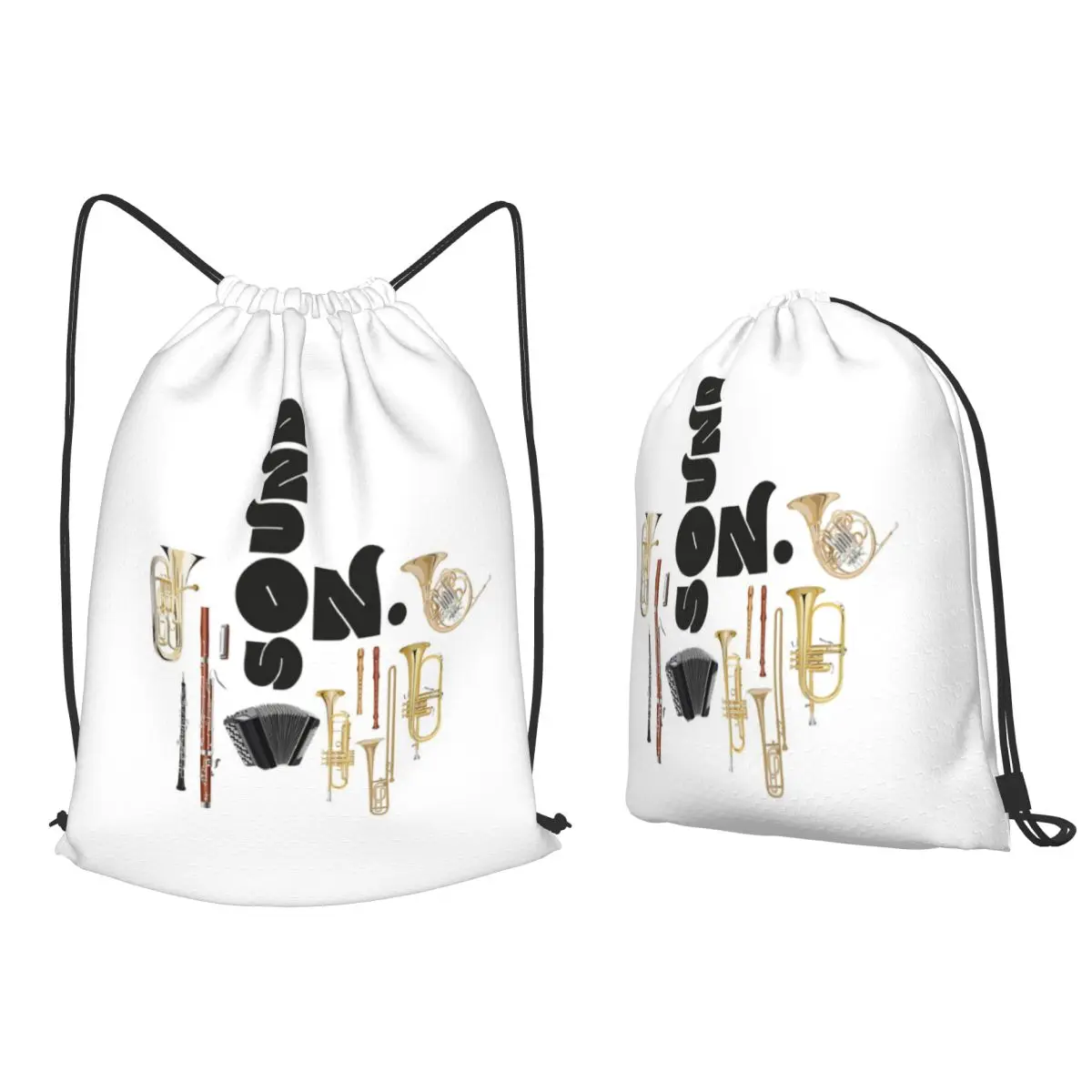 Sound On Euphonium Make Music Backpacks Portable Drawstring Bags Shoes Bag Book Bags for Travel School