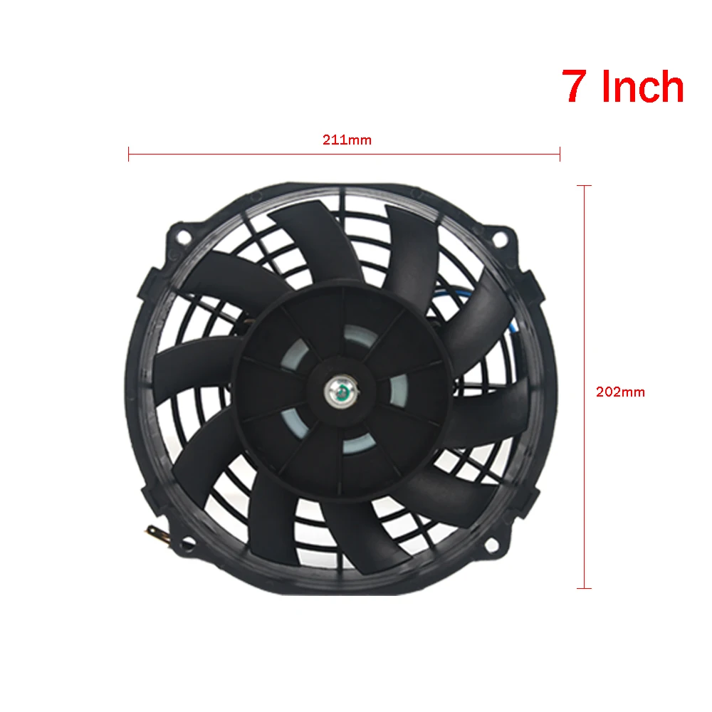 7/9 Inch Universal Slim Fan Push Pull Electric Radiator Fan Air-Sucking Type Cooling & Mounting Kit 12V 80W 2100RPM