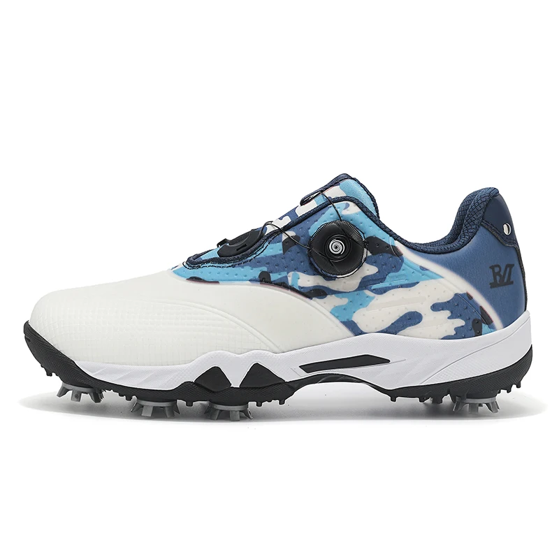 

2025 New Fashion Golf Shoes for Men Anti-Slip Spiked Golf Sneakers Quick Lacing Golfer Footwear Male Outdoor Golfing Sneakers