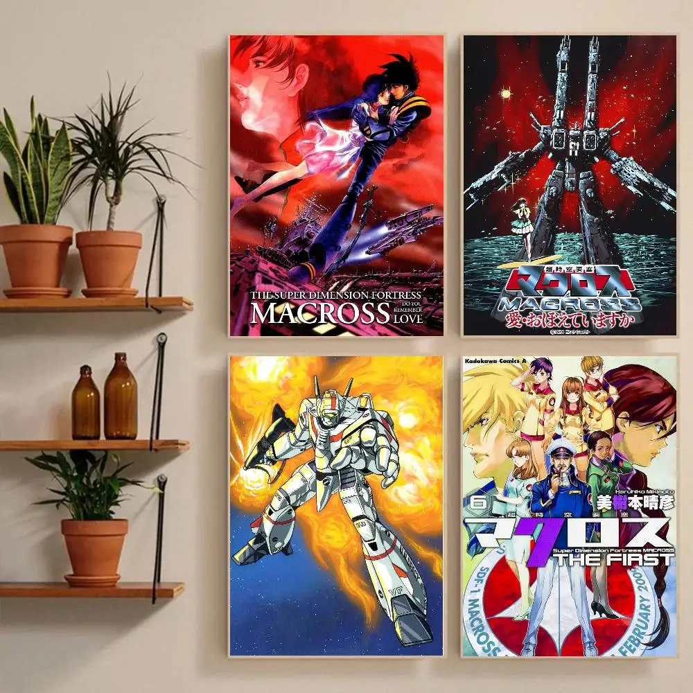 1pc T-The S-Super Dimension Fortress Macross Vintage Poster Sticker Print Waterproof Wall Art For Living Room Bedroom Home Decor