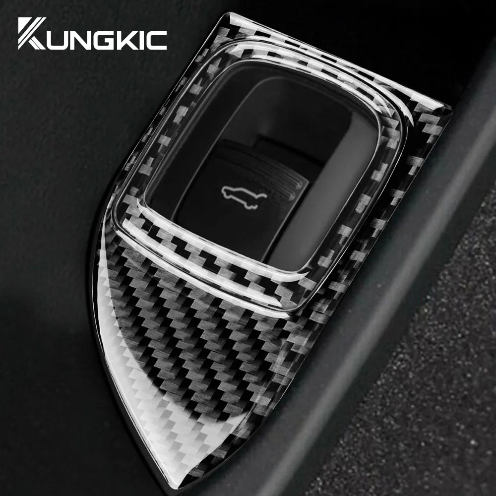 Real Soft Carbon Fiber For Porsche Cayenne 2003 2004 2005 2006 2007 2008 2009 2010 Car Trunk Button Sticker Interior Accessories