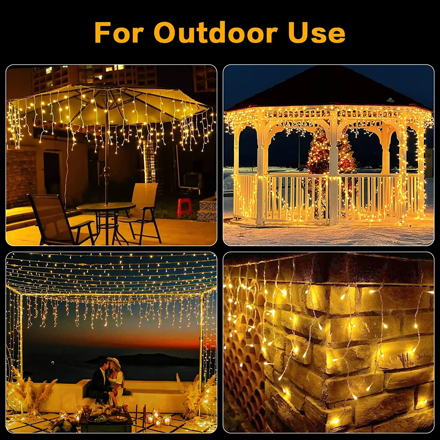 Christmas Decoration 2024 Festoon Led Icicle Curtain Lights Outdoor Droop 0.5/0.6/0.7M Street Garland On The House New Year Eve