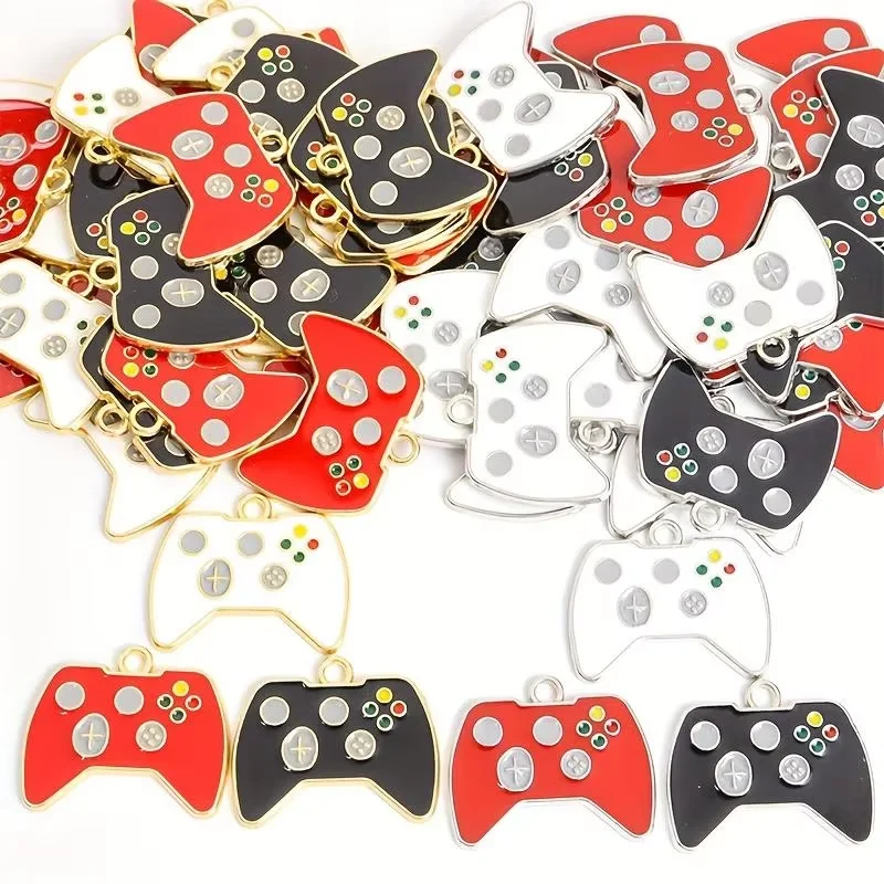 10-piece set of 3-color zinc alloy enamel game jewelry for DIY necklaces, keychains, and fashion accessories - the perfect gift