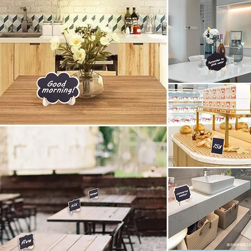 Mini pizarra de madera con muesca rectangular, 30 piezas, para Buffet, fiesta