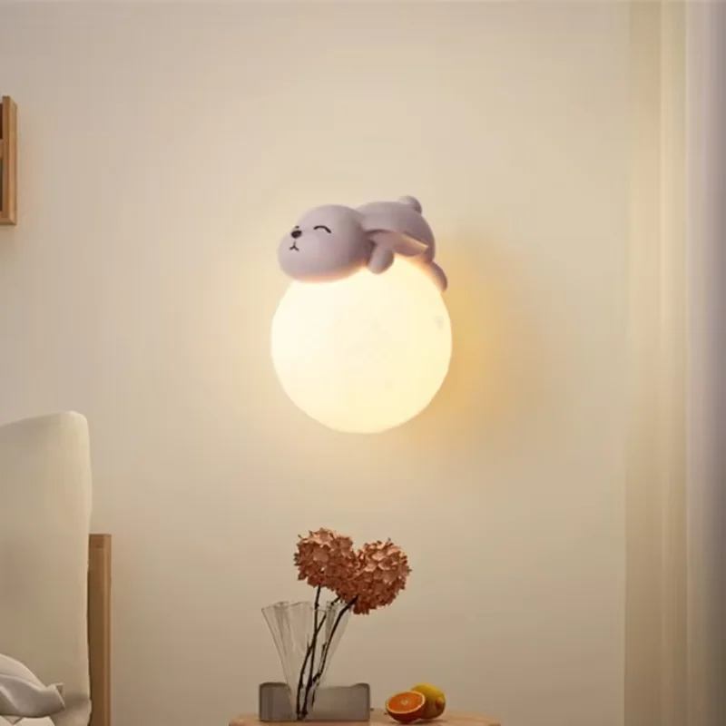 

Children Puppy Astronaut Moon Ball Led Wall Lamp Kids Bedroom Bedside Night Light Nursery Corridor Stairs Dining Room Sconces