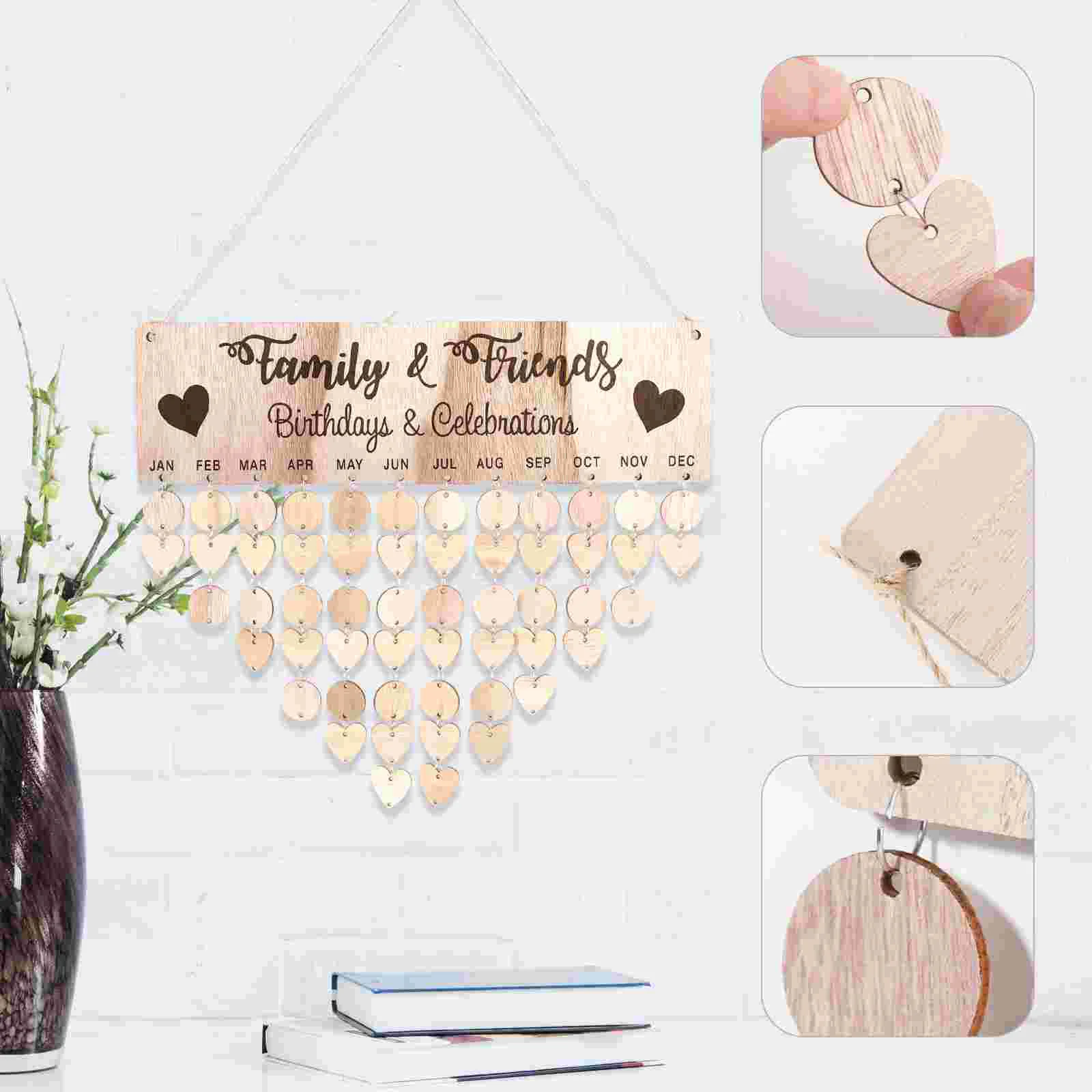 DIY Wooden Calendar Reminder Plaque Birthday Date Reminding Board Hanging Gifts