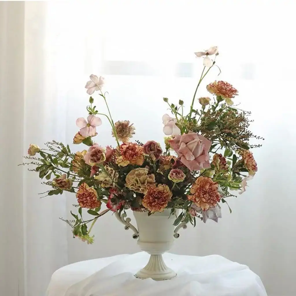 Flower Vase Metal Bowl Urn Plant Pot Dried Flower Filler Table Decors for Home Living Room Centerpieces Decor