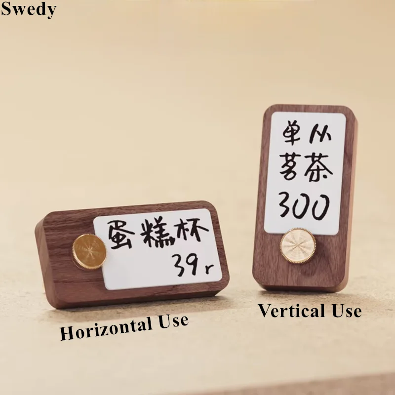 5 Pieces 65x30mm Small Walnut Wood Menu Sign Holder Stand Mini Name Card Price Tags Food Cake Bread Price Label Holder Stand