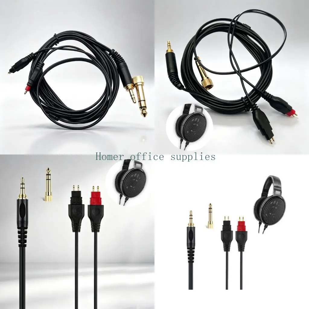 K43B Spare Over-Ear Headphone Cord 250CM, PVC Replacement Line with 3.5MM End and 6.35MM Size Piece for Media Time at a Desk or