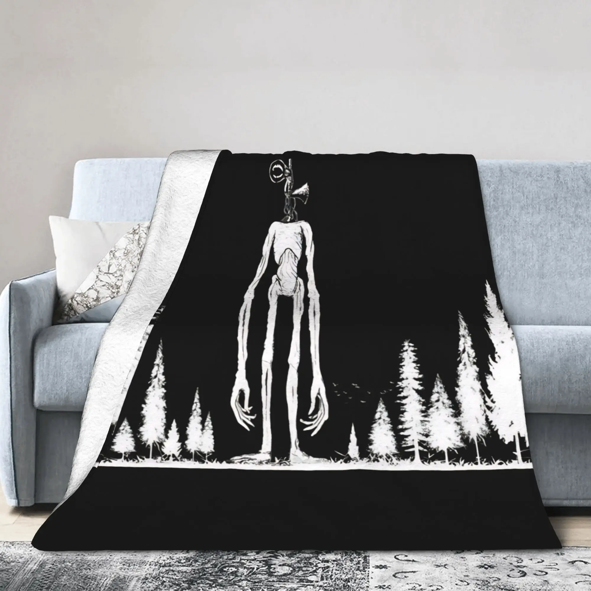 Siren Head Tree Forest Wool Blanket  Vintage Throw Blanket for Bed Sofa Couch 125*100cm Bedspread