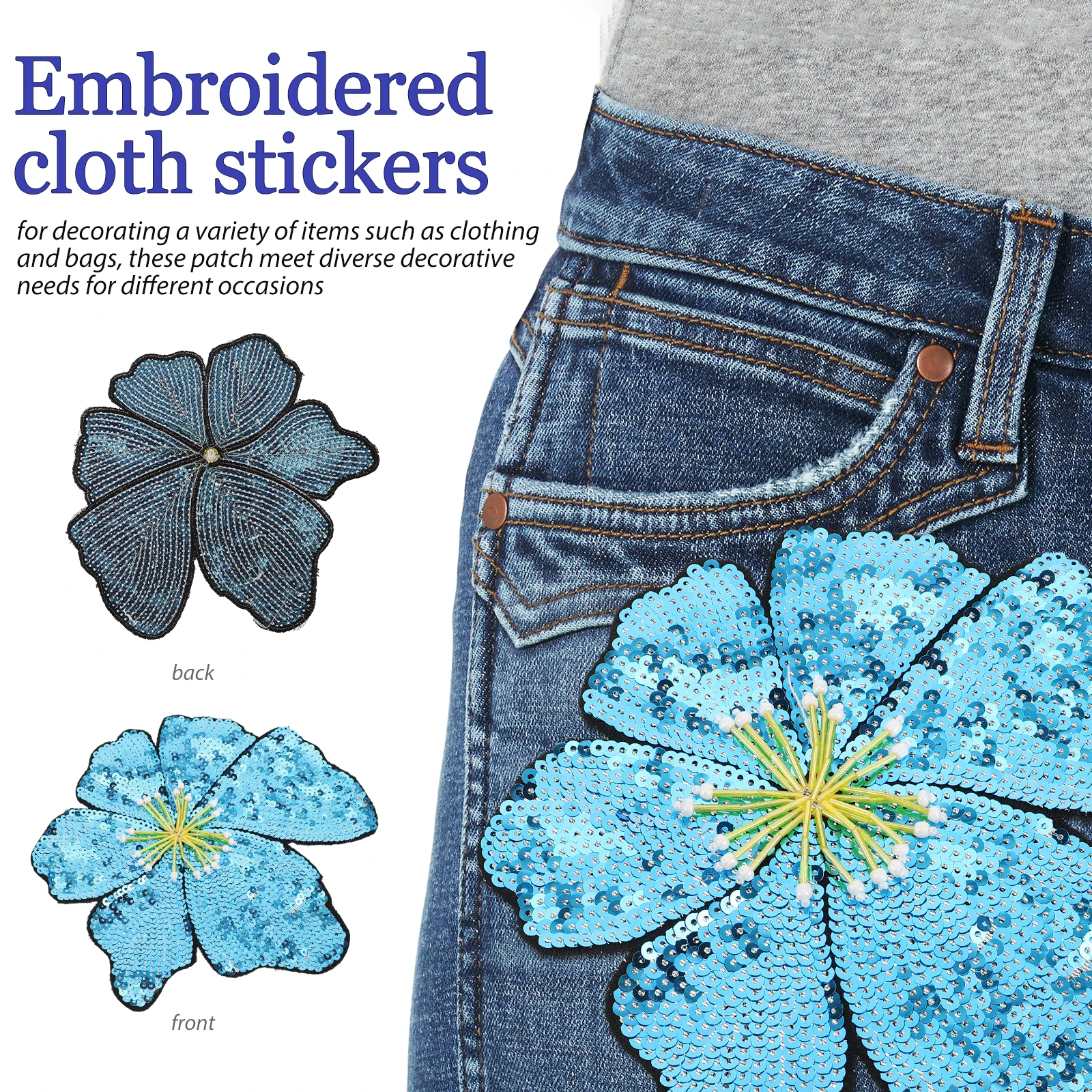 

Sequin Decorative Cloth Patch Clothing Flower Appliques Embroidered Flowers Costume Embellishments