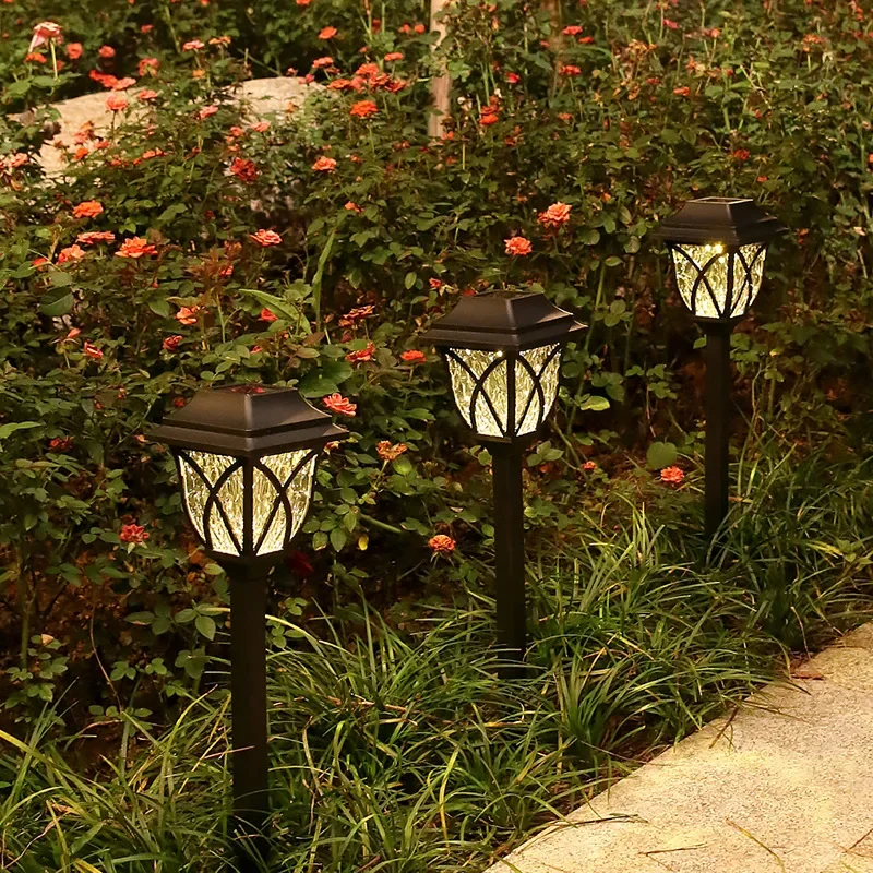 2Pcs LED Solar Lawn Lights Outdoor Waterproof Powered Lamp Garden Decoration Light For Walkway Path Villa Yard Solar Lamps