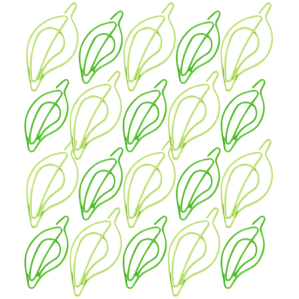 30 Pcs Creative Paper Clip Cute Clips for Paperwork File Office Document Leaf Shaped Clamp Paperclips