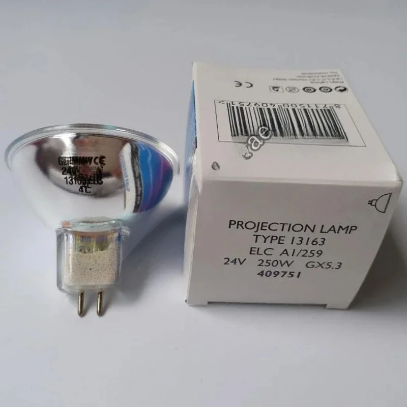 

Проекционная лампа Тип 13163 ELC A1/259 24 В 250 Вт GX5.3 409751 Низковольтная галогенная лампа-проектор Источник холодного света