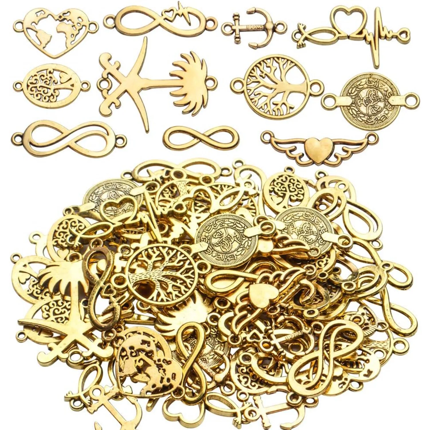 

100g(40~70pcs) Connector Tree of Life Charms Infinity Symbol Pendants Beads Connector for DIY Necklace Bracelet Jewelry Making
