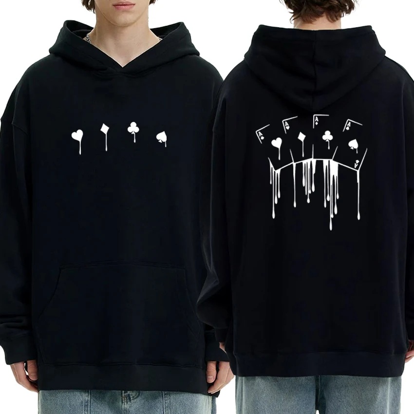 

2025 Funny Playing Cards Double Sided Print Sweatshirt Autumn Winter Fleece Hoodie Men Women Long sleeve Pullover Unisex Y2K Top