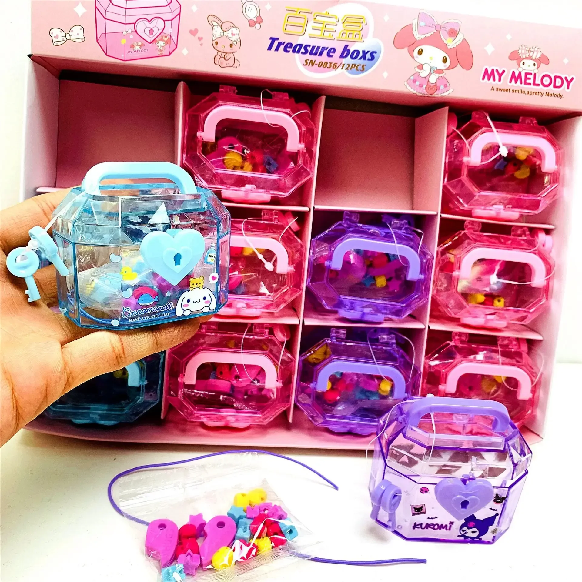 Imagem -03 - Criativo dos Desenhos Animados Sanrio com Lock Box Treasure Chest Eraser Faça Você Mesmo Mini Eraser Papelaria Suprimentos para Estudantes Atacado