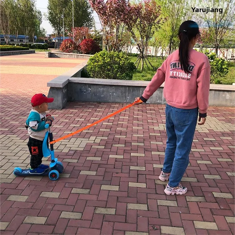 Cartoon Style Tricycle with Towing Rope Children's Skateboard Extended Length Pull Rope Bicycle Step-On Vehicle Accessories