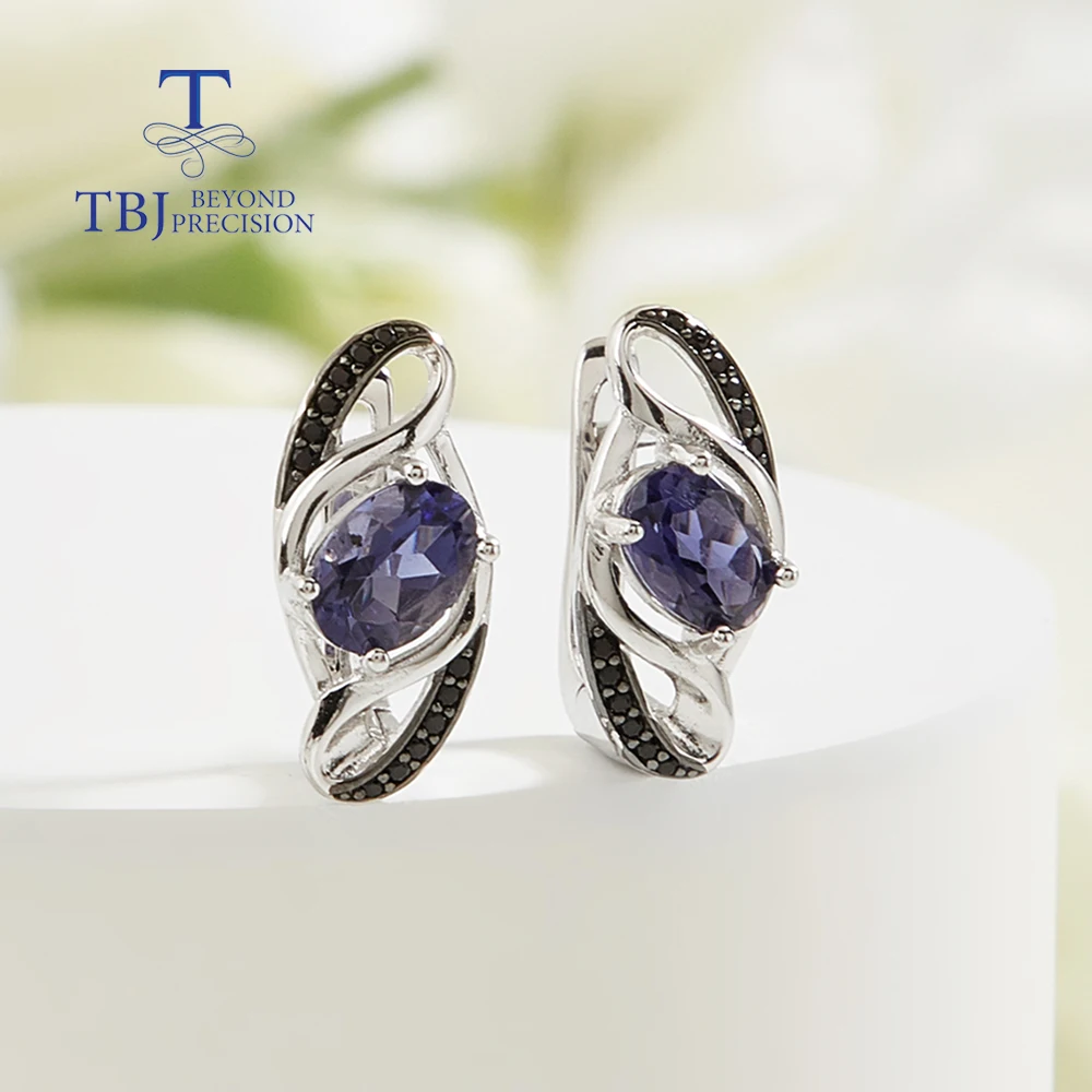 

Light luxury Iolite natural gemstone earrings Fashion daily wear design women's anniversary gift 925 sterling silver