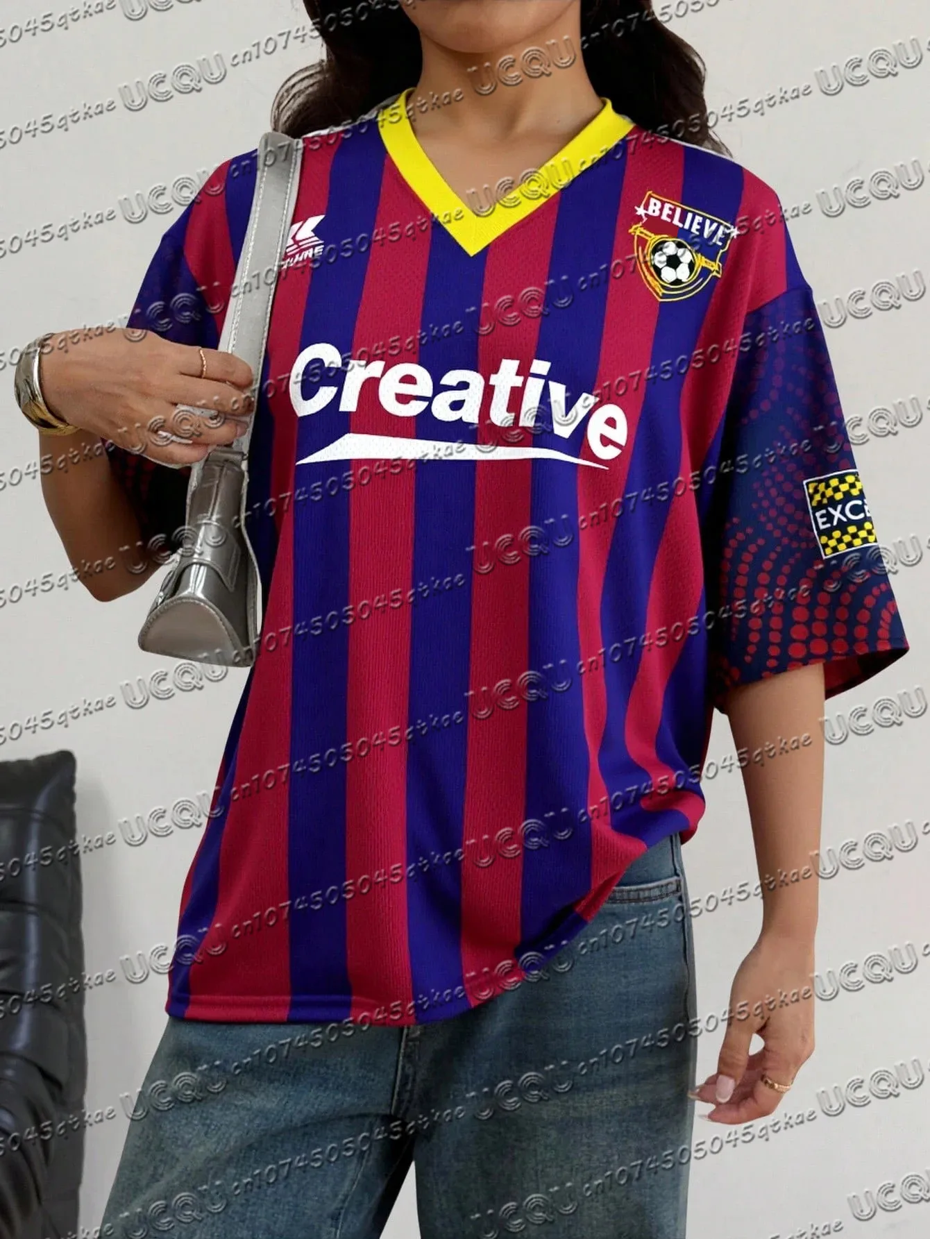 

Women'S 3d Printed Football Jersey T-Shirt V-Neck Loose Quick Drying Tee Sexy Versatile Top Women'S Y2k Casual Sports Top