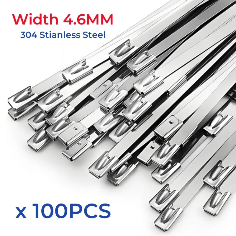 Width 4.6mm 304 Stianless Steel Self Locking Cable Ties Reusable Heavy Duty Cables Tie Organizer Multifunction Zip Tie Fastener