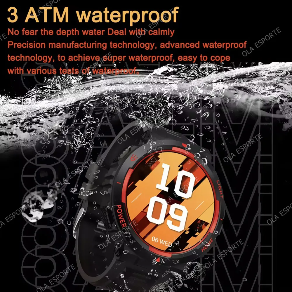 ساعة ذكية 3ATM مقاومة للماء 1.53 بوصة رياضية للرجال مع جهاز تعقب GPS ومصباح LED وتحليل معدل ضربات القلب والنوم ساعات اتصال بلوتوث