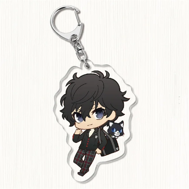 Game Persona 5 Keychain Ren Amamiya Ryuji Sakamoto Anne Takamaki Cartoon Print Acrylic Key Ring Chain Collection Otaku Gift