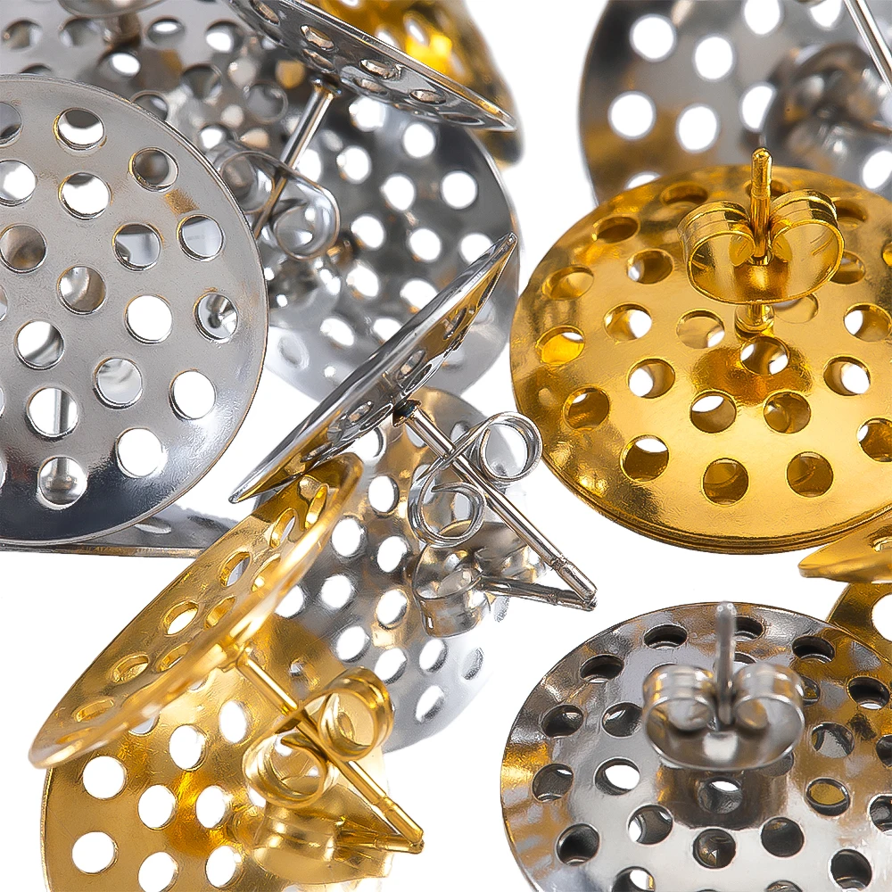 10pcs stainless steel mesh hole earrings disc earring holder for diy ladies fashion earrings