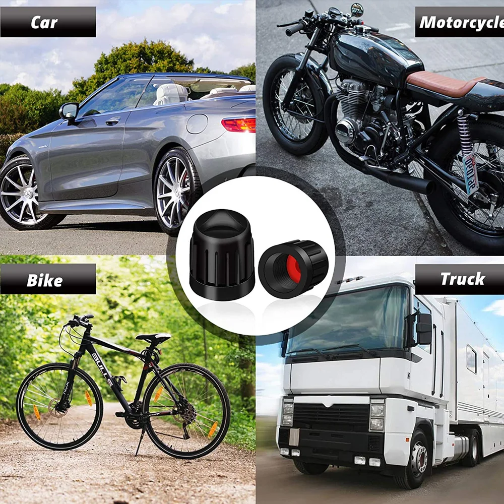 TPMS-Reifenventilkappen mit Gummidichtung, Kunststoff-Ventil-Staubkappen, Abdeckungen für Auto, Motorrad, LKW, Fahrrad, Fahrradreifen-Zubehör – Detail 4