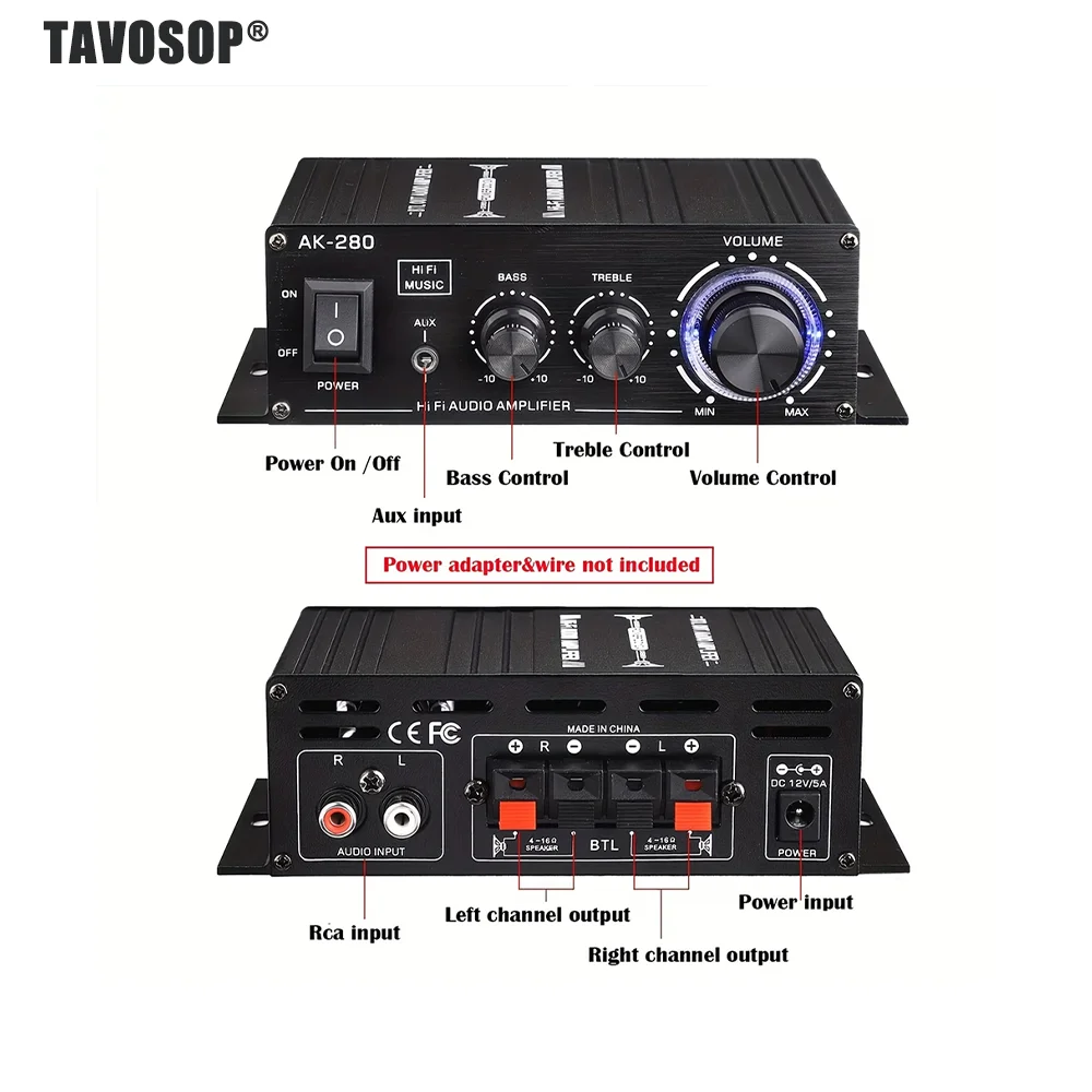 AK280 Mini Digital Power Audio Stereo Audio Amplifier for Ho