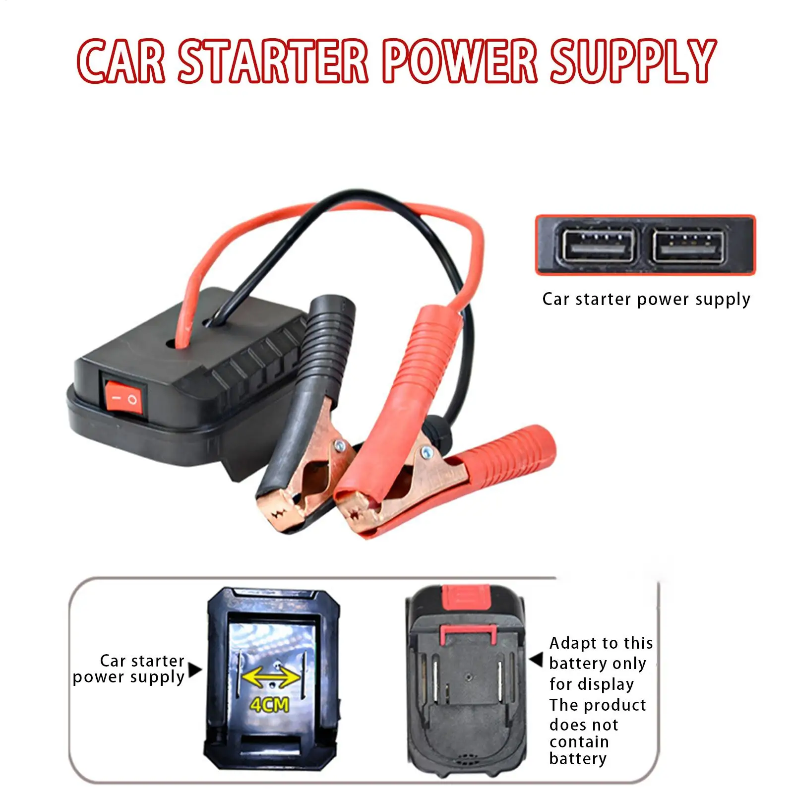 Car Lithium Battery Converter Charger Clip Auto Igniter Jump Starter For Booster Cable Adapter Emergency Power DIY Tools