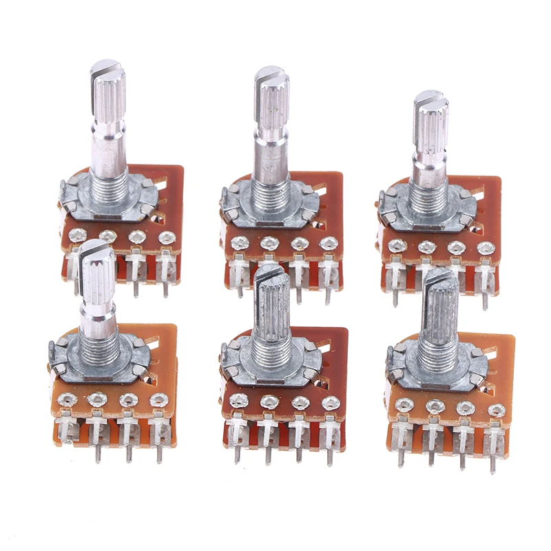 2/5Pcs 8Pins B50K B100K Sound Volume Amplifier Potentiometer Dual Channel 8-Pin Flower Shaft 20mm 25mm 30mm WH148 (16) Type