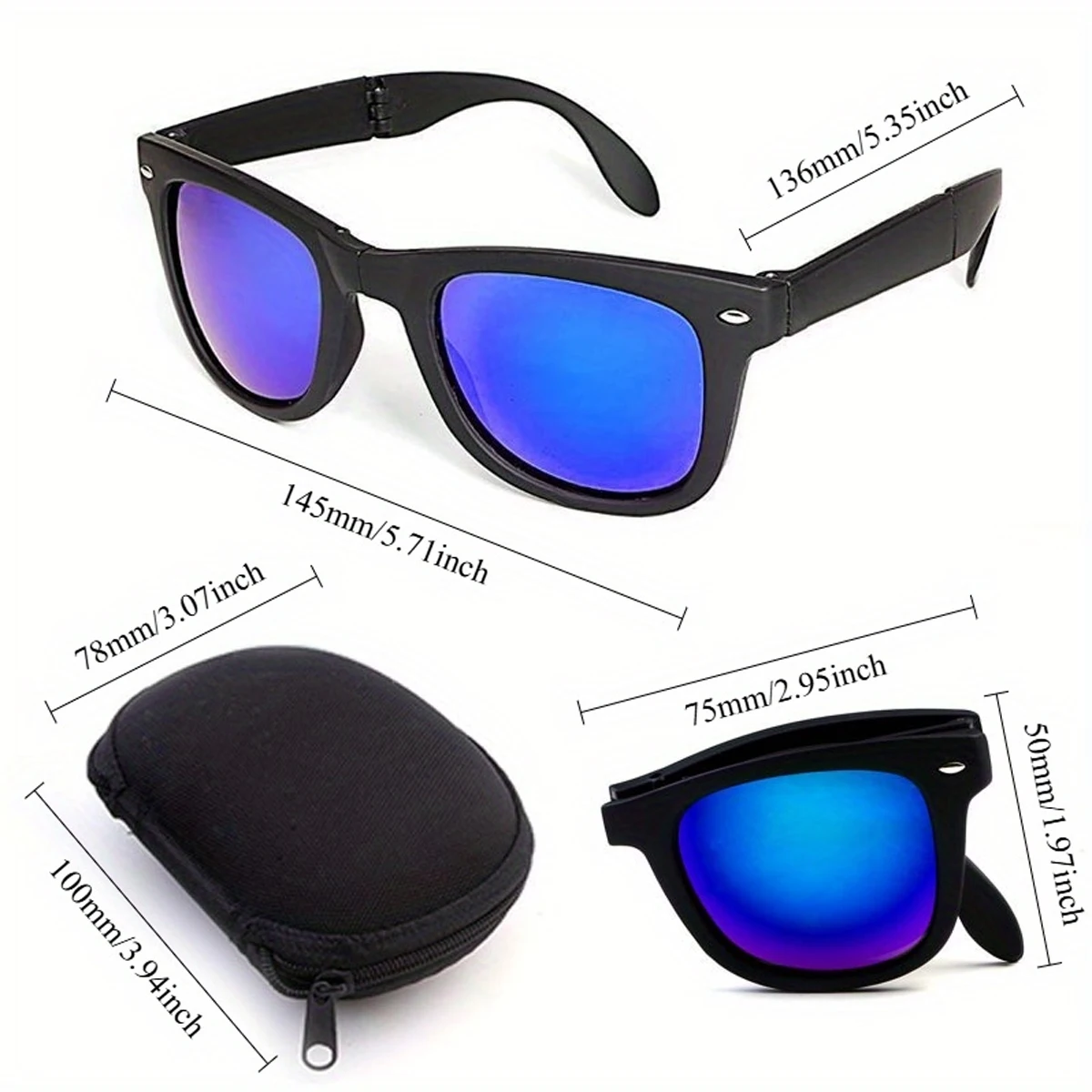 Portable Foldable Sunglasses Add Box Fashion Sun Glasses UV400 AC Lenses Non-Slip Design Outdoor Goggles Men Women Retro Glass