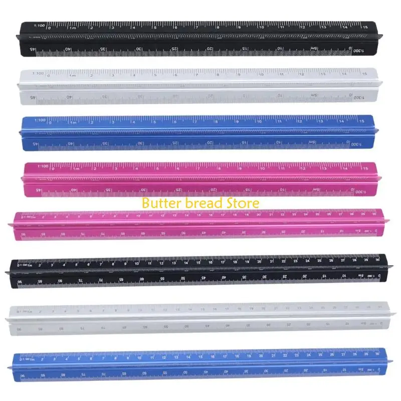 W89C Aluminum Drafting Ruler With Clear Engraved Markings Measuring Scale For Construction And Art Projects