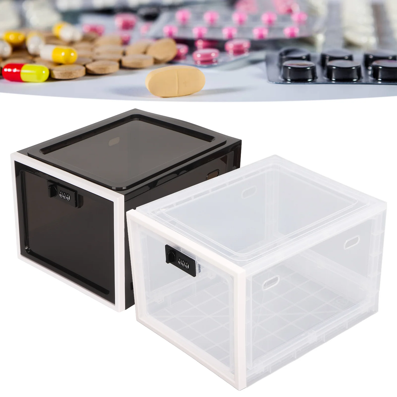 Lock Box Clear Food Storage Container Medicine Case with 3 Digit Combination Lock for Home 3 Digit Lock Box