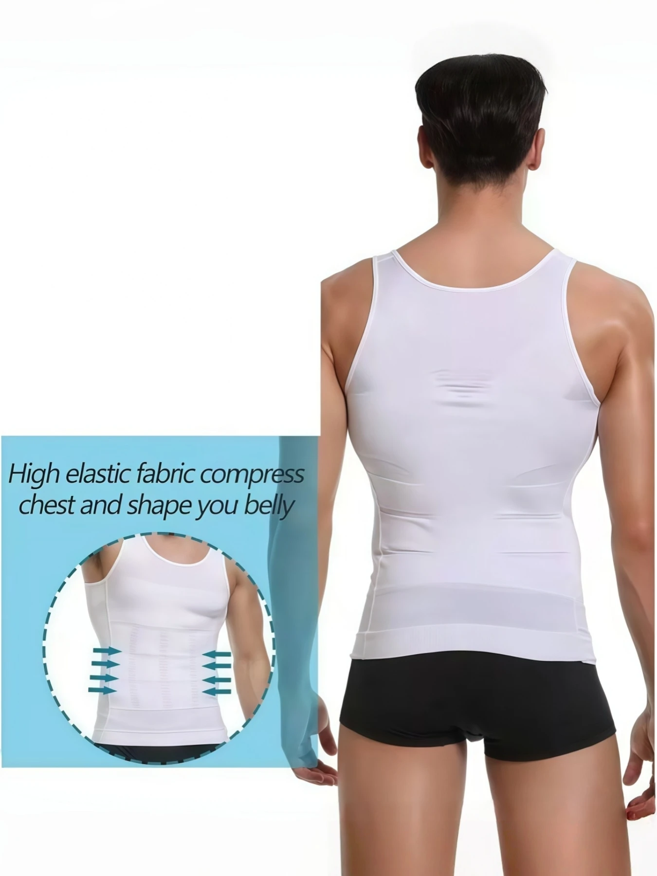 Men's Slimming Compression Shirt Body Shaper Vest Tank Top Workout Abs Abdomen Undershirt for Fitness And Sports