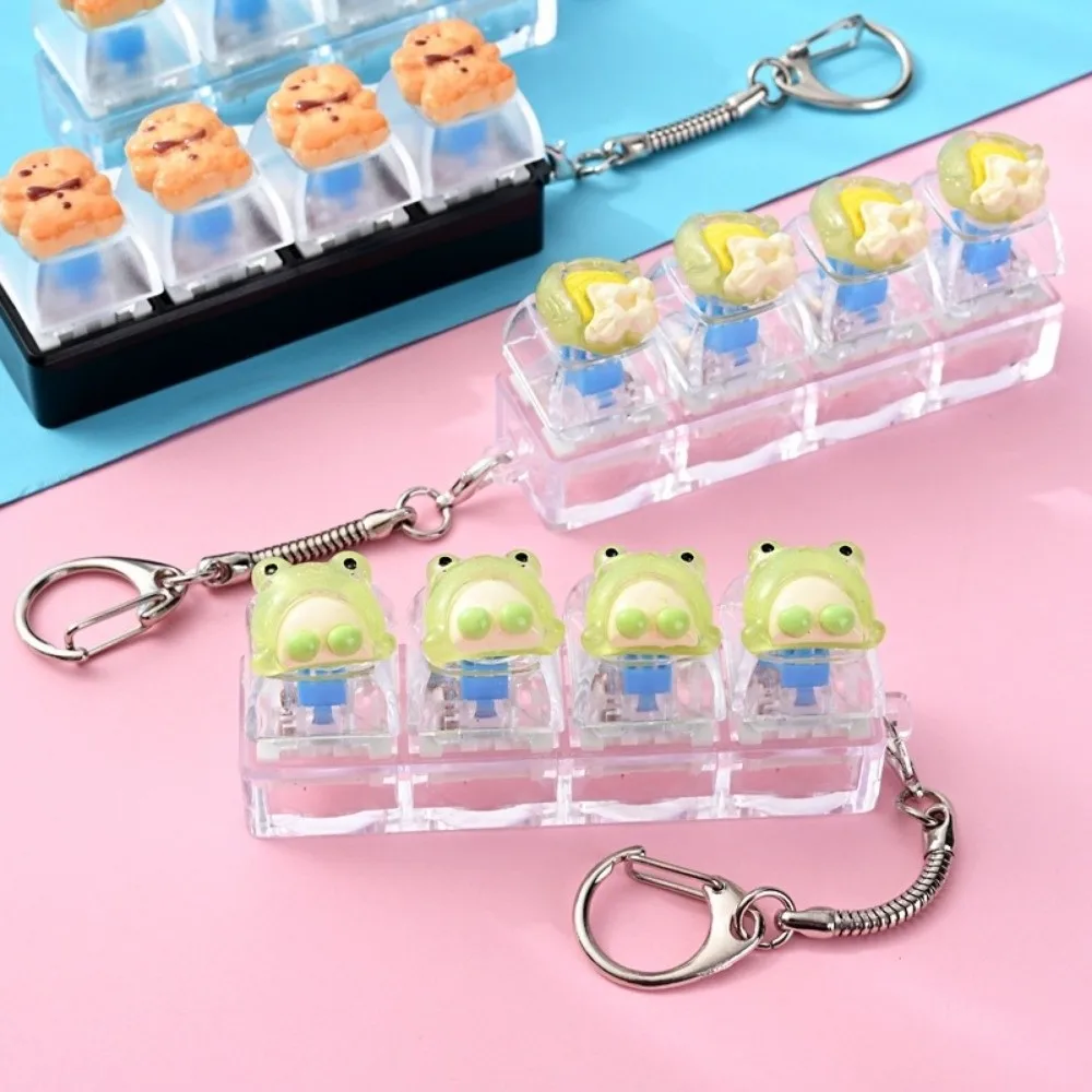 Pendant 4 Key Fidget Keychain Pressable Mini Mini Keyboard Pendant Biscuit Animals Cartoon Push Button Office